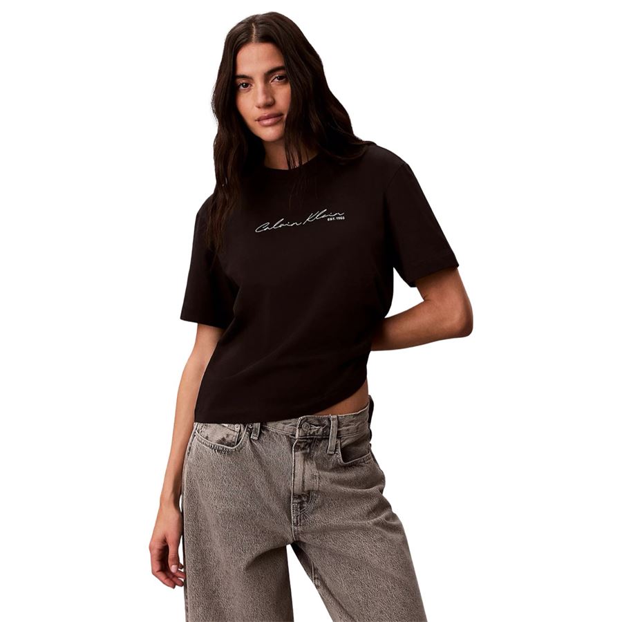 T-shirt con logo taglio relaxed da donna Calvin Klein | LV047F820GUB1